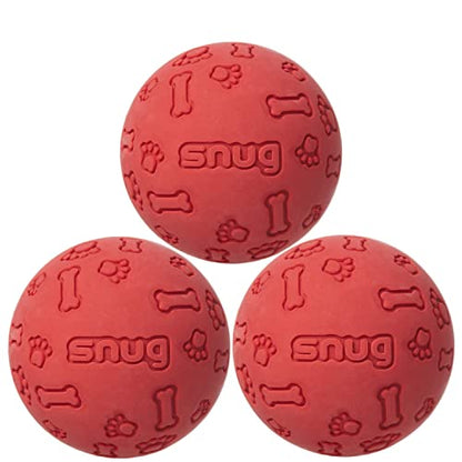 Snug Rubber Dog Balls for Small and Medium Dogs - Tennis Ball Size - Virtually Indestructible (3 Pack - Red) - color: Red