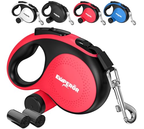 26 ft Retractable Dog Leash Red - Heavy Duty Retractable Pet Leash with Anti-Slip Grip for Medium to Large Dogs up to 110 lbs -Aura BR26 - color: Red, size: 26 ft