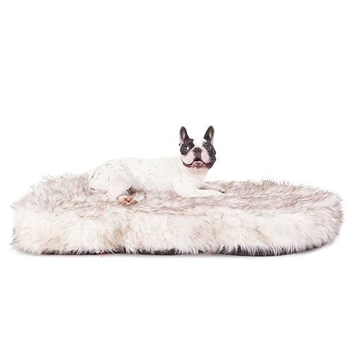 Laifug Luxury Faux Fur Dog Bed, 5-inch Thick Grade Ultra Soft Orthopedic Memory Foam Dog Bed with Faux Fur Cover, Plush Pup Rug with Removable Cover, Waterproof Liner（White） - color: White, size: Large(40"x25"x5")