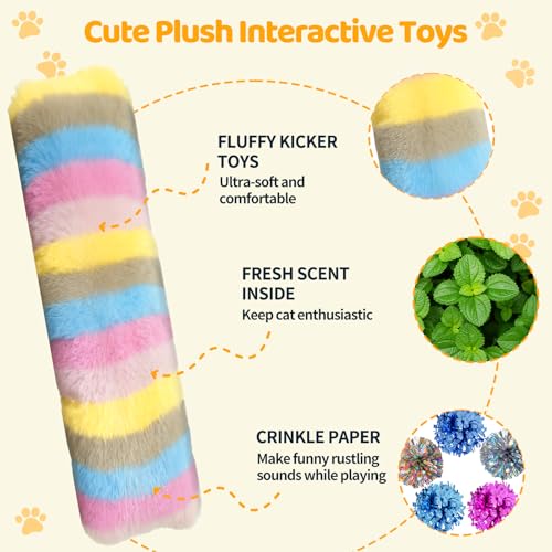 Kerros Cat Toys Pillows 3 Pack, Soft Cat Kitten Toy with Catnip Inside Interactive Toys for Indoor Cats Kittens Self Play, Kick, Swatting, Biting, Hunting, Exercise