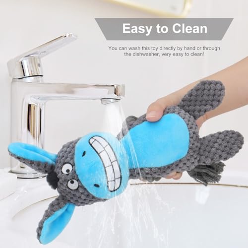 Dog Toys, Dog Squeaker Toys with Crinkle Paper, Stuffed Animal Dog Plush Chewing Toy, Cotton Rope Interactive Toys for Puppy, Small, Middle Dogs (Dark Gray Donkey) - color: Dark Gray