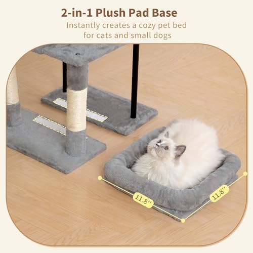 Heybly Cat Tree，HCT202SW - color: Light Gray, size: 45.3 inch