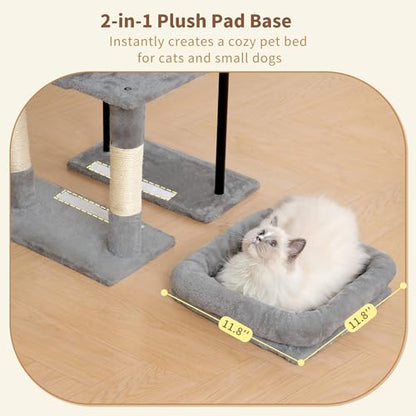 Heybly Cat Tree，HCT202SW - color: Light Gray, size: 45.3 inch