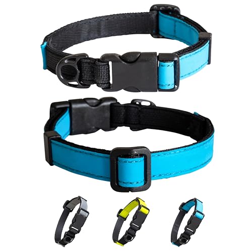 CatGoods Reflective Blue Stretch Cat Collar – Escape-Safe Alternative to Breakaway, Adjustable, Comfortable, ID and Bell Attachment - color: Light Blue