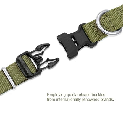 Mikivery Nylon Dog Collar with Quick Release Buckle Soft Adjustable Sturdy for Small Medium Large Dogs Military Green,L - color: Military Green, size: L：17.5"-25.5"