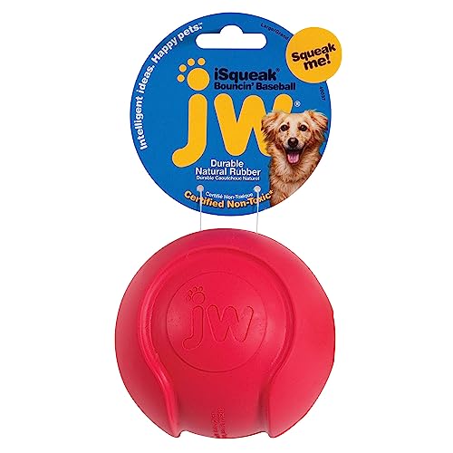 JW Pet Company iSqueak Bouncin' Baseball Dog Toy, Large (Colors Vary), multi (40037)