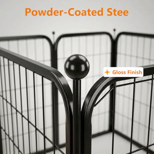 fowick 32" H x 32" W Dog Playpen 10 Panels, Black Metal Puppy Exercise Pen for Indoors & Outdoors, Foldable Animal Barrier Fence, Portable Pet Play Pen for Small Dogs & Rabbits, No Dig Fence