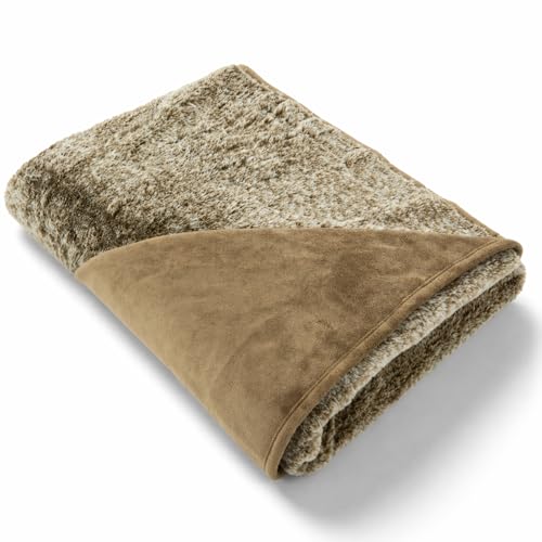 Waterproof Dog Blanket for Cats & Dogs, Washable Couch Cover, Reversible Furniture Protector Blanket, Large Soft Sherpa Fleece, Couch Protector, Pet Throw Blankets, 60" x 70" - color: Rabbit Fur Back Print - Toasted Coconut, size: 60 x 70 x .5