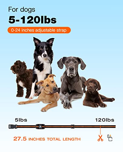 Bousnic Dog Shock Collar - 3300Ft Dog Training Collar with Remote for 5-120lbs Small Medium Large Dogs Rechargeable Waterproof e Collar with Beep (1-8), Vibration(1-16), Safe Shock(1-99) (Orange) - color: Orange