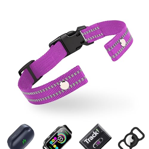 Collar Replacement Strap, Reflective Replacement Nylon Collar Strap Dog GPS Training Bark Receiver Collars, Durable Adjustable E Collar Straps for Small Medium Large Dogs, Purple - color: Purple