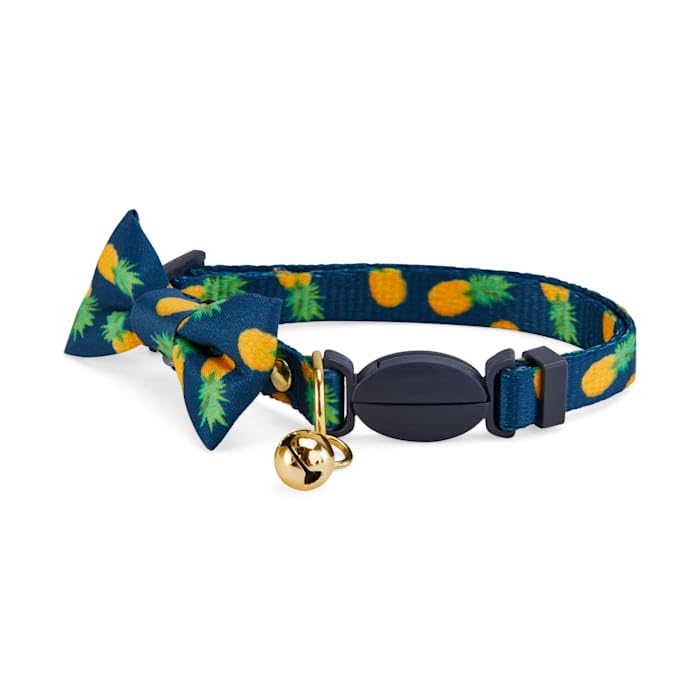 YOULY by Petco Navy Pineapple Print Breakaway Bow Tie Cat Collar Small/Medium