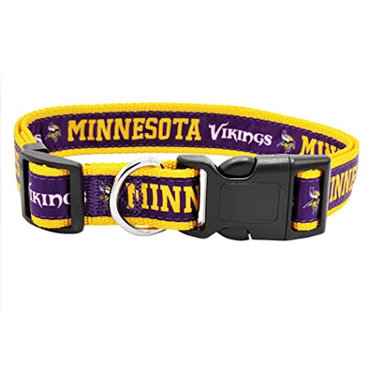 NFL Vikings Dog & Cat Collar - Large, Shiny & Colorful Football Team Collar - color: Minnesota Vikings, size: Large