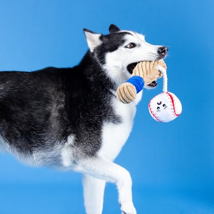 Fringe Studio Plush Dog Toy with Rope, Batter UP, Pet Shop Collection (314243) - color: Batter Up