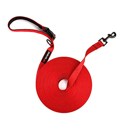 Tuff Pupper Heavy Duty Long Dog Leash | 50 Foot | Buckle Handle | High Visibility Nylon Webbing | Rust Resistant Swivel Clip - size: 50 Foot