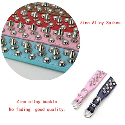 Spiked Small Dog Collars, Spiky Puppy Collar Durable PU Leather Girl Female Male Rivet Studded Spike Pet Collars for XXS XS Small Medium Large Dogs Blue L - color: Blue, size: L(Neck 16-18")