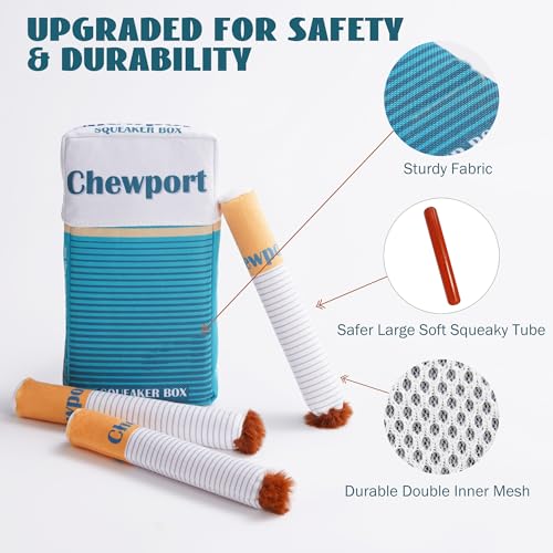 Nocciola Squeaky Sounds Puff Stick Toys, Funny Interactive Plush Dog Toys, Pitbull Husky Frenchie Pug Puppy Toys for Small to Medium Breed, Dog Accessories Boy Gifts- Chewport