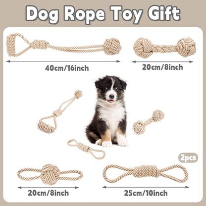 Dog Rope Toy for Small Dog 5pcs, Natural Chew Toys for Puppy, Medium & Small Dogs, Tug of War Rope for Puppies Clean & Relieve Teething - size: 5pcs