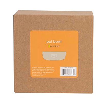 Pearhead Ceramic Cat Bowl – Neutral Taupe “Meow” Design, Holds 12 oz, Stoneware Pet Dish, Whisker-Friendly Pet Feeding, Non-Skid - color: Taupe "Meow", size: Single Bowl