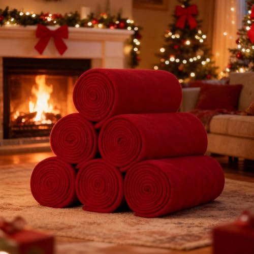 ZYFZCYBL Fleece Throw Blanket Blankets Bulk 6 Pack Soft Lightweight for Cozy Polar Fleece 50 x 60 Solid Pet-Friendly Colorful Bed Sofa Couch Fleece Fabric Travel Wedding Gift（Wine Red） - color: Wine Red