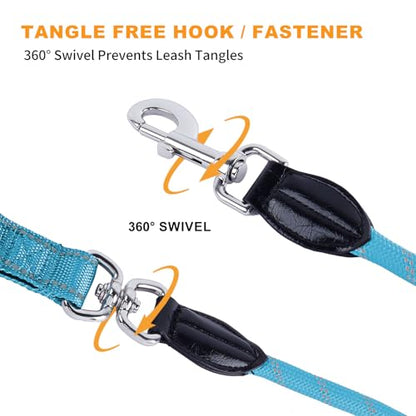 10FT Hands Free Dog Leash for Small Medium Large Dogs, Heavy Duty Reflective Dog Leash with Traffic Handle, Seat Belt Buckle & Poop Bag Holder (Blue) - color: Blue, size: 10FT