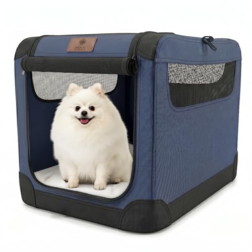 American Kennel Club Soft-Sided Dog Travel Crate, Lightweight Folding Portable Kennel with Mesh Panels for Ventilation, Comfortable Indoor & Travel Use, Ideal for Crate-Trained Dogs, Small