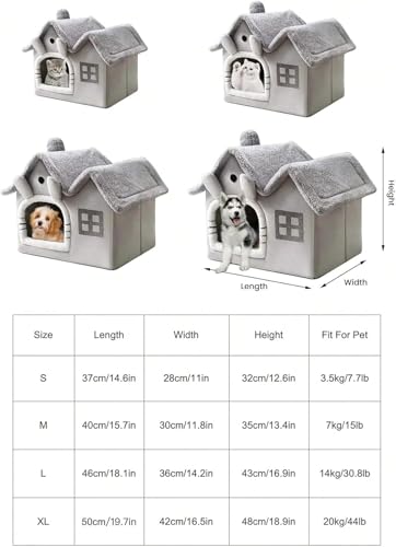 Luxury Foldable Rabbit-Ear Cat House & Dog Bed – Indoor Double Roof Condo with 30D Memory Foam, Removable Washable Cushion, Non-Slip Base, Cozy Pet Tent for Small Dogs & Cats, Gray (Small) - size: Small
