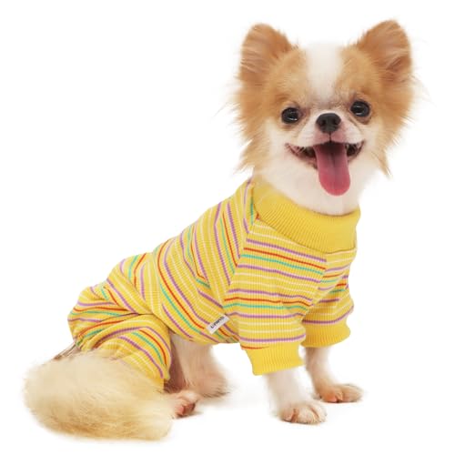 LOPHIPETS Dog Pajama Onesie for Small Pomeranian Clothes Apparel-Yellow/L - color: Yellow, size: Large for 6.5-10 lbs