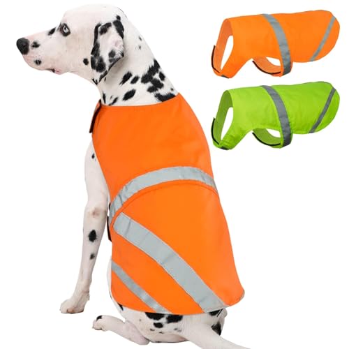 Kuoser Reflective Dog Vest, High Visibility Safety Vest for Medium to Large Dogs, Lightweight Pet Reflective Vests for Hunting Outdoor Activities Walking at Night, Blaze Orange XL - color: Orange, size: X-Large (Chest: 62 - 75cm / 24.4" - 29.52")