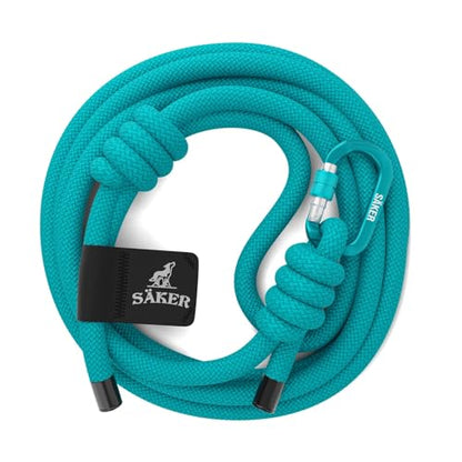 Säker Trust™ Rope Dog Leash – 61” Climbing Rope Lead with 7075 Aluminum Carabiner, Waterproof & Reflective Training Gear for Dogs, Built for Trail Running, Hiking, Everyday Use – Teal - color: Skeena Teal