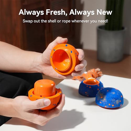 Cheerble Smart Interactive Dog Toy, Wicked Ball Rolly, Automatic Moving, Bouncing, Rotating, E-TPU Material, with Rope & Barks Sound Active Rolling Interactive Dog Ball for Medium and Large Dogs - color: Orange