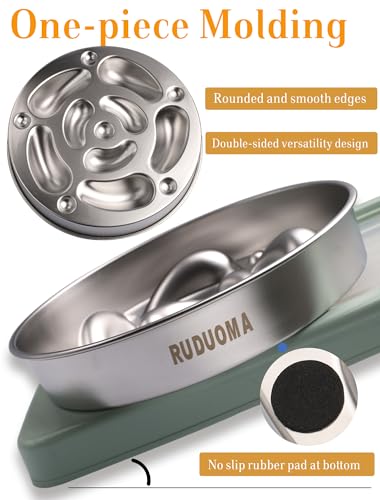 Stainless Steel Dog Bowls for Flat-Faced Brachycephalic Breeds,Gentle Slow Feeding Design,Moderately Slow Down Eating Pace,Non-Slip,2.5 Cups Capacity Metal Bowl for Medium Dogs
