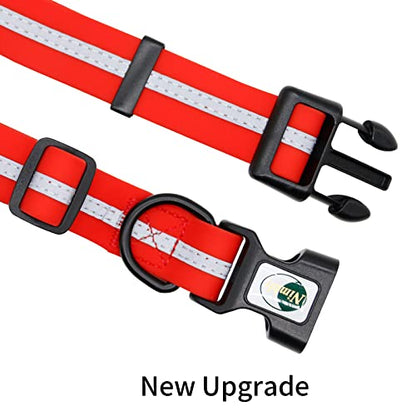 NIMBLE Dog Collar Waterproof Pet Collars Anti-Odor Durable Adjustable PVC & Polyester Soft with Reflective Cloth Stripe Basic Dog Collars S/M/L Sizes (Medium (11.81”-18.5”inches), Candy Red) - color: Candy Red, size: Medium (11.81”-18.5”inches)