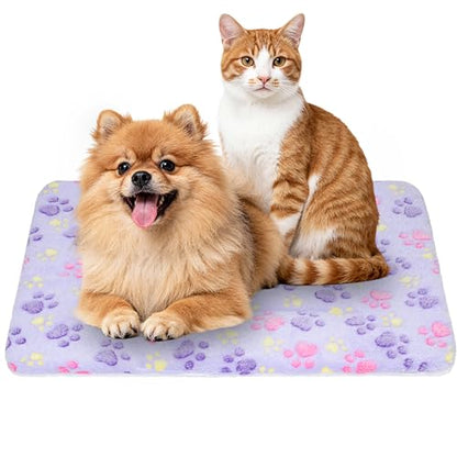 Dog Bed Mat,Soft Dog Kennel Pad with Cute Pattern,Multi-Size Durable & Machine Washable,Pet Pad for Dogs & Cats (Purple Paw, X-Large) - color: Purple Paw, size: 33.1''L×22.4''W×1.4''Th