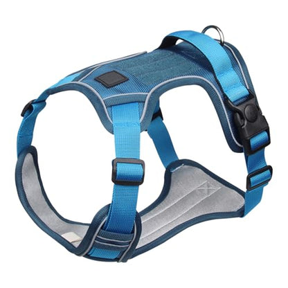 FEESHOW No Pull Escape Proof Dog Harness with Soft Padded Handle Breathable Reflective Vest for Medium Large Dogs Walking Blue X-Large - color: Blue, size: X-Large