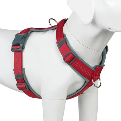 Plutus Pet No Pull Dog Harness, Adjustable Nylon Harness with Soft Padding, Reflective and Heavy Duty Dog Harness for Small, Medium, Large Dogs(Red, XS) - color: Red, size: XS