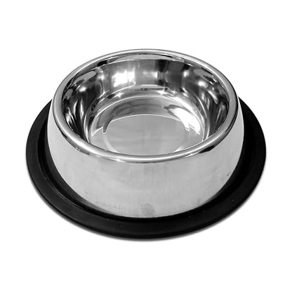 Stainless Steel Non Skid Dog Bowl – Non-Slip Rubber Base, Rust-Proof & Dishwasher Safe – Durable Food and Water Bowl for Dogs and Cats – 32oz - size: Non Skid Bowl - 32 oz
