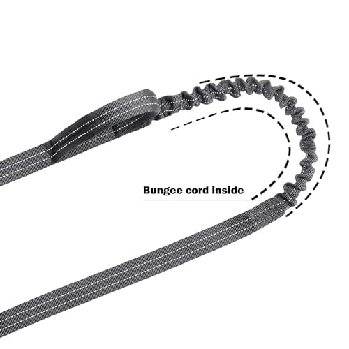 ICEFANG Tactical Dog Leash,K9 Training Walking Bungee Lead with 2 Control Handle,Heavy Duty Quick Release Metal Clasp,for Medium Large Breed (Reflective Grey, 6 FT) - color: Reflective Grey, size: 6 FT