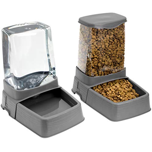SportPet Gravity Feeder and Waterer, Large - color: Large Gray