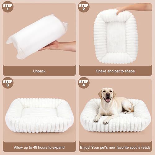 Dog Beds Large Sized Dog, Washable Self Warming Dog Cat Bed Rectangle Orthopedic Large Pet Sofa, Super Soft Plush Rabbit Fur Pet Couch Cute Cat Bed with Removable Zipper Cover & Anti-Slip Bottom - size: 36*8*8 inches