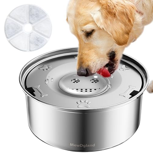Dog Water Bowl Dispenser, No Spill Water Bowls for Dogs & Slow Feeder Stainless Steel Dog Bowl - Anti-Slip Pet Water Bowl Dispenser for Messy Drinkers