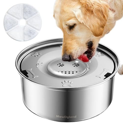 Dog Water Bowl Dispenser, No Spill Water Bowls for Dogs & Slow Feeder Stainless Steel Dog Bowl - Anti-Slip Pet Water Bowl Dispenser for Messy Drinkers