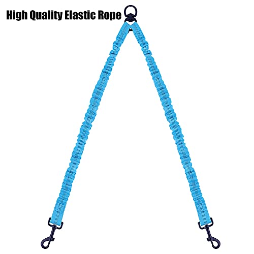 BAOBOTE Pet Double Dog Leash, Shock Absorbing Reflective Bungee Lead Walk 2 Dogs with Ease, 360° Swivel No Tangle Double Dog Walking & Training Leash, Dual Dog Leashs for 6-120lbs Dogs (Blue) - color: Blue