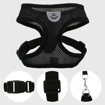 Pet Dog Vest Harnesses Puppy Cotton Polyester Adjustable Dog Mesh Harness Travel Chest Strap Vest Reflective (S, Black) - color: Black, size: S