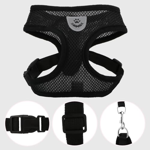 Pet Dog Vest Harnesses Puppy Cotton Polyester Adjustable Dog Mesh Harness Travel Chest Strap Vest Reflective (M, Black) - color: Black, size: M