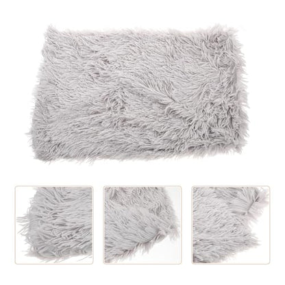 BESTonZON Plush Pet Mat Double-Layer Warm Sofa Cushion Soft Throw Rug for Small to Large Dogs and Cats, Light Gray S, Cozy Indoor Floor Sleeping Pad