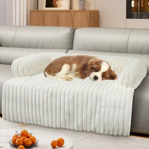 Wn's Day Luxurious Dog Couch Bed, Washable Calming Dog Couch Cover, Removable Couch Protector for Dogs, Waterproof Sofa Bed, Pet Bed Mats for Couch, Pet Couch Covers for Sofa(White, L) - color: White, size: Large(41*37*6 In)