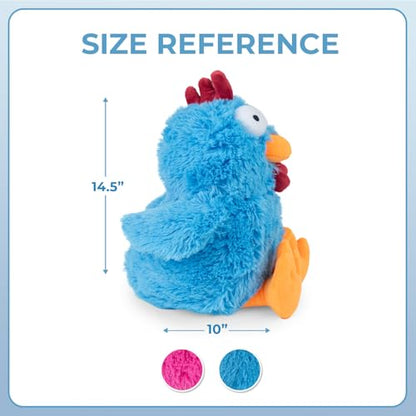 Best Pet Supplies Interactive Squeaky Dog Chew Toy, Ideal Dog Toys for Chewers, Small, Medium & Large Dogs, and Fetch Lovers - Cluck (Blue), Large - color: Cluck (Blue), size: Large