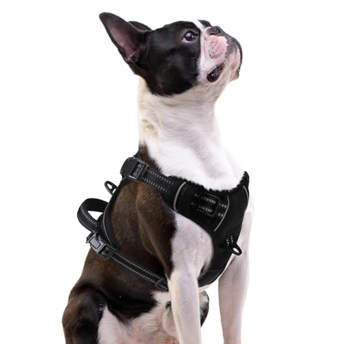 PUPTECK No Pull Dog Harness Small Sized, Adjustable Reflective Dog Harness with Handle Easy Control, Comfortable Soft Padded Pet Vest Harness for Small Dogs, Black S - color: Black, size: Small