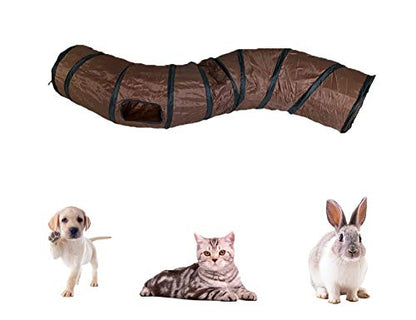 iCAGY Cat Tunnel for Indoor Cats Interactive, Rabbit Tunnel Toys, Pet Toys Play Tunnels for Cats Kittens Rabbits Puppies Crinkle Pop Up Brown 47" Shape S - color: Brown