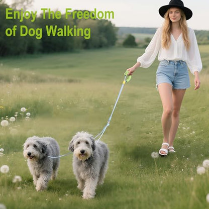 Double Dog Leash for Two Dogs,Dual Hands Free Heavy Duty Dog Leashes,360 Swivel No Tangle Walking Leash,Soft Padded Handle,Adjustable Crossbody Waist Belt Rope for Small Medium Large Dogs,Blue - color: Blue